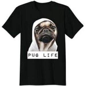 Ideal T By Next Level V-Neck Short Sleeve Pug Life Graphic Tee Black Medium